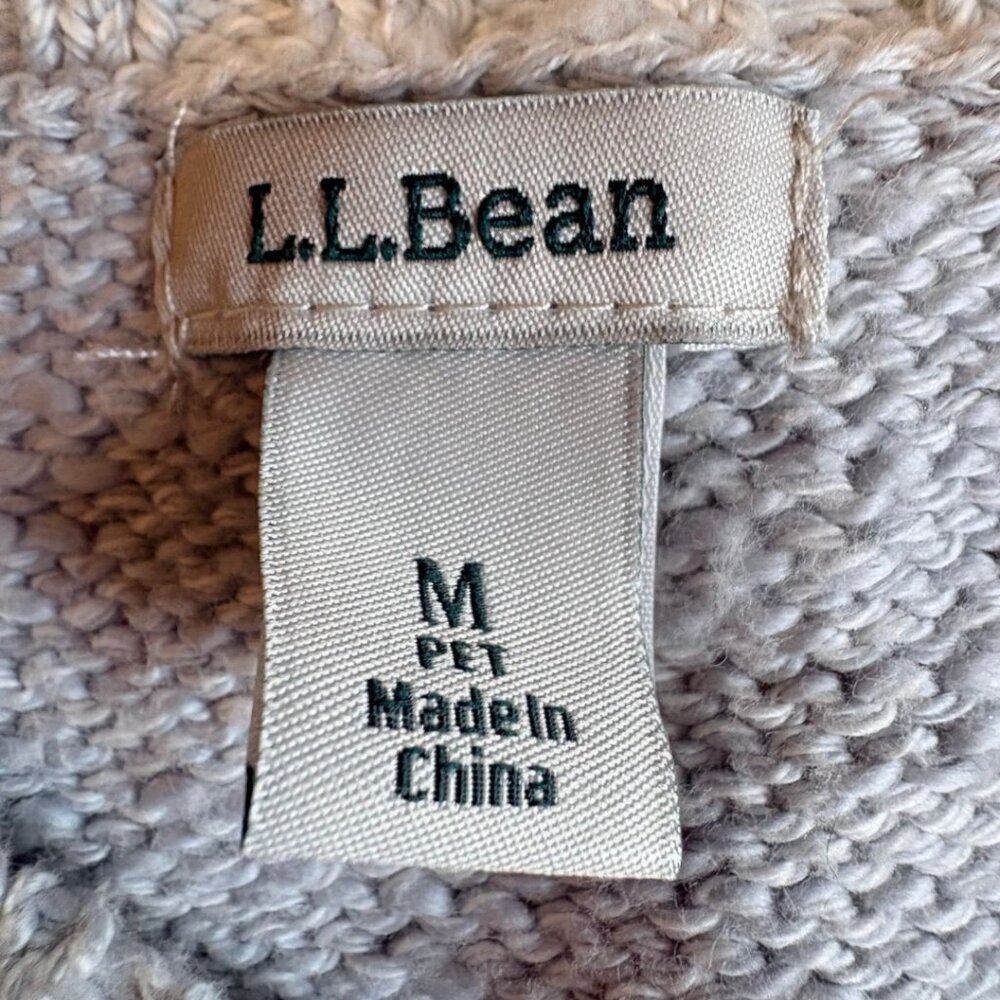 L.L. Bean Fair Isle Sweater Womens M Petite Gray Cotton Nordic Crewneck - Picture 3 of 9